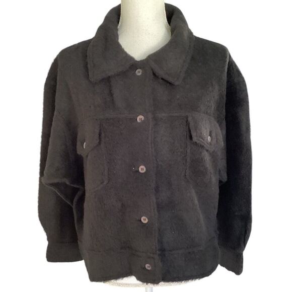 Peruvian Connection Sweaters - Peruvian connection Black alpaca cotton collared blazer sweater Shacket medium